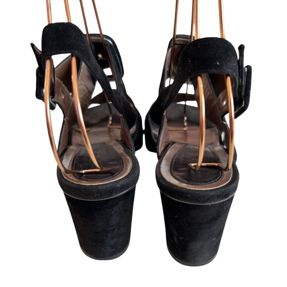 Marni high heel sandals black suede square toe IT 40 buckles grommets platform - Picture 4 of 12